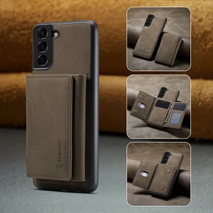 Samsung Galaxy S25 Plus Uyumlu Kılıf Zebana 2in1 Elite Class Cüzdanlı Deri Kılıf Koyu Kahverengi