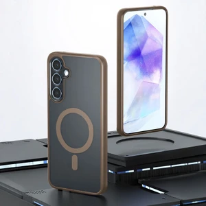 Samsung Galaxy S23 Fe Uyumlu Kılıf Zebana Fros Silikon Kılıf (Kablosuz Şarj Destekli) Desert Titanyum