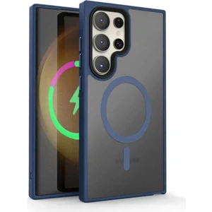 Samsung Galaxy S25 Ultra Uyumlu Kılıf Zebana Fros Silikon Kılıf (Kablosuz Şarj Destekli) Lacivert