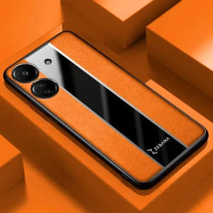 Xiaomi Poco C65 Uyumlu Kılıf Zebana Premium Deri Kılıf Turuncu