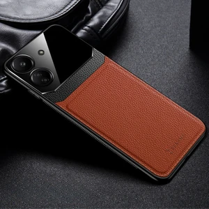 Xiaomi Poco C65 Uyumlu Kılıf Zebana Lens Deri Kılıf Kahverengi