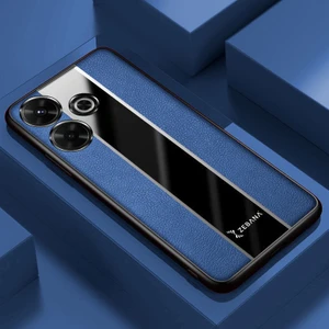 Xiaomi Redmi 13 Uyumlu Kılıf Zebana Premium Deri Kılıf Mavi