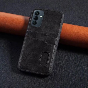 Samsung Galaxy A16 Uyumlu Kılıf Zebana Kartlıklı Lüx Deri Kılıf Siyah