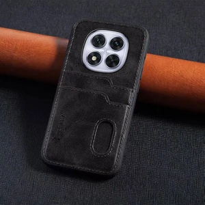 Xiaomi Redmi Note 14 Pro Uyumlu Kılıf Zebana Kartlıklı Lüx Deri Kılıf Siyah