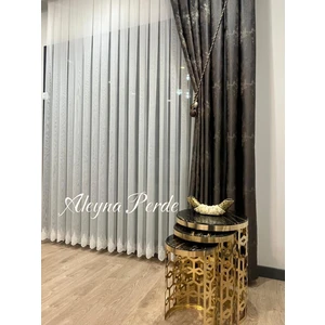 Aleyna Home Taç Bambu Etek Nakış Tül Perde Sık Pile