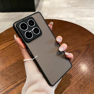 Xiaomi 14T Pro Uyumlu 3D Kamera Lens Korumalı Kenarları Renkli Arkası Mat Şeffaf Kılıf