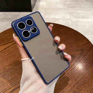 Xiaomi 14T Pro Uyumlu 3D Kamera Lens Korumalı Kenarları Renkli Arkası Mat Şeffaf Kılıf
