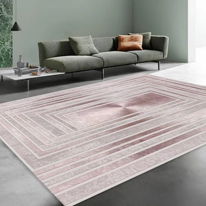 Net Room Modern Kaymaz Taban Halı Şık Salon Mutfak Koridor Halısı Pembe 4024