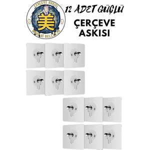 Life For You Kendinden Yapışkanlı 12 Adet Duvar Kapı Kanca Vida Çivi Askı Çerçeve Mutfak Banyo
