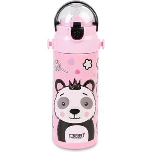 Askılı Pipetli Çelik Suluk Matara 550 ml Pembe