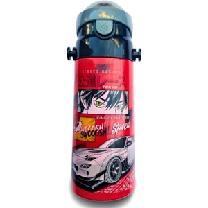 Askılı Pipetli Çelik Suluk Matara 550 ml Kırmızı