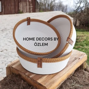 Home Decors By Özlem 3'lü Hasır Sepet Takımı (20X7,18X7,16X7CM) Hasır Düzenleyici Sunum Mutfak Banyo Organizer