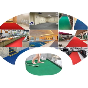 Mavi Islak Zemin Matı Kaydırmaz Pvc Paspası Kare Desen Model Zmat