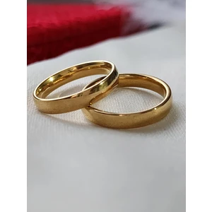 Çelik Alyans Yüzük 4mm Bombeli Gold