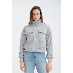 Pamuklu Içi Polarlı Cepli Crop Ceket