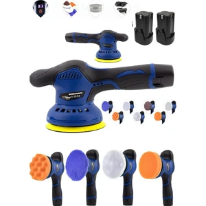 Germany Steel Alman V999 Şarjlı Araç Parke Mermer Ahşap Polisaj Pasta Cila Parlatma Makinesi Devirli Mavi