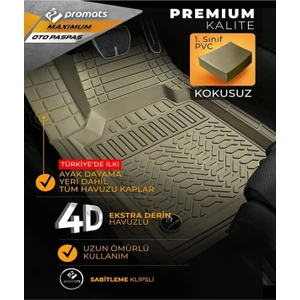 Hyundai Santa Fe ile Uyumlu 4d Havuzlu Kutulu Maximum Paspas Bej