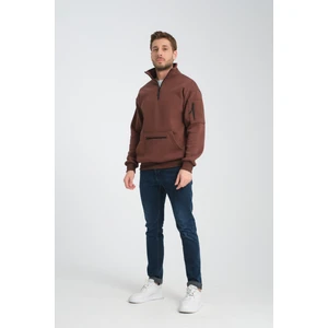 Award Fashion Pamuklu içi Polarlı Dik Yaka Kanguru Cepli Sweatshirt