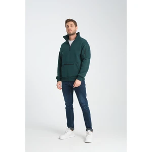 Award Fashion Pamuklu içi Polarlı Dik Yaka Kanguru Cepli Sweatshirt