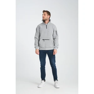Award Fashion Pamuklu içi Polarlı Dik Yaka Kanguru Cepli Sweatshirt