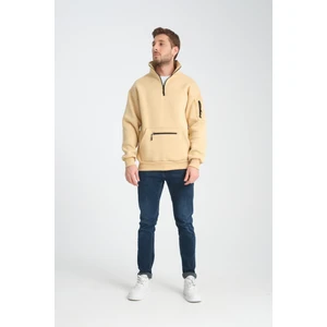 Award Fashion Pamuklu içi Polarlı Dik Yaka Kanguru Cepli Sweatshirt