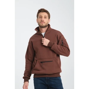 Award Fashion Pamuklu içi Polarlı Dik Yaka Kanguru Cepli Sweatshirt