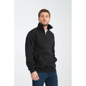 Award Fashion Pamuklu içi Polarlı Dik Yaka Kanguru Cepli Sweatshirt