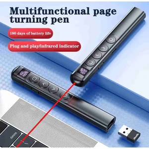 S7 Pointer Kablosuz Lazer Sunum Kalemi Şarjlı Dijital Led Ekran Şarj Edilebilir Sunum Kumandası Lazer Tak Çalıştır Şarjı Type-C Usb Menzil 100-M