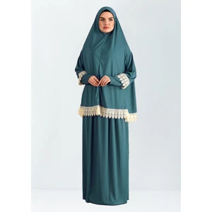 Dakka Kadima Dantelli Namaz Elbisesi Jarse Iki Parça