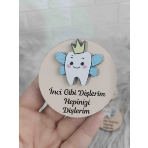 10 Adet Mavi Kanatlı Diş Figürlü Ahşap Magnet Diş Buğdayı Diş Partisi Magnet