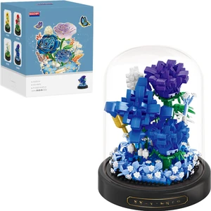 Fanuslu Çiçek Serisi – Mavi Güller (BL18472) – Mini Blok Yapı Oyuncakları Seti