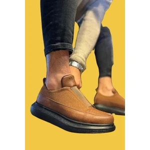 Bağcıksız Rahat Yüksek Taban Taba Erkek Sneakers Ayakkabı 911 (Siyah Taban)