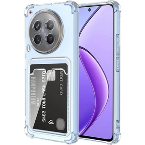 Tecno Camon 30 Uyumlu Kılıf Darbe Emici Köşe Korumalı Kartlıklı Cüzdanlı Silikon Kapak - Şeffaf
