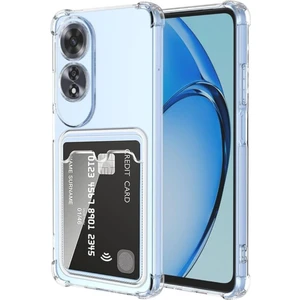 Oppo A18 Uyumlu Kılıf Darbe Emici Köşe Korumalı Kartlıklı Cüzdanlı Silikon Kapak - Şeffaf