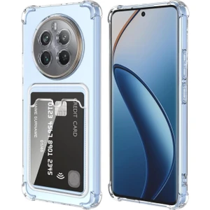 Realme 12 Pro Uyumlu Kılıf Darbe Emici Köşe Korumalı Kartlıklı Cüzdanlı Silikon Kapak - Şeffaf