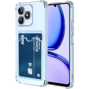Realme C63 Uyumlu Kılıf Darbe Emici Köşe Korumalı Kartlıklı Cüzdanlı Silikon Kapak - Şeffaf