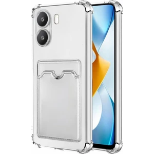 Poco X7 Pro Uyumlu Kılıf Darbe Emici Köşe Korumalı Kartlıklı Cüzdanlı Silikon Kapak - Şeffaf