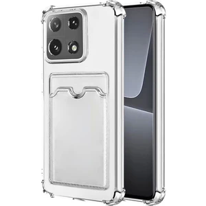 Xiaomi 14T Uyumlu Kılıf Darbe Emici Köşe Korumalı Kartlıklı Cüzdanlı Silikon Kapak - Şeffaf