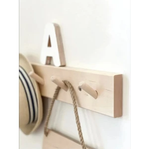 Doğal Ahşap Askılık - Retro Ahşap Askılık - 7 Askılı Ahşap Duvar Askılık - ''60CM''