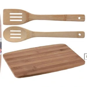 Kesme Tahtası Bambu 3’lü  Set (Kesme Tahtası + 2 Kaşık ) (33  x  23 x 1  cm)