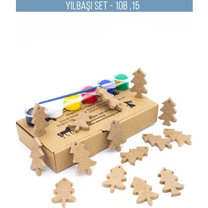 Neşeli Ahşap   Yılbaşı Süsü Çocuk Okul Öncesi Etkinlik Yılbaşı Ağacı Dekoru Çocuk Odası Ahşap Oyuncak Boyama