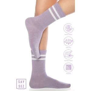 Bambu Unisex Tenis Kolej Çizgili Premium Pembe Renk Dikişsiz Soket Çorap