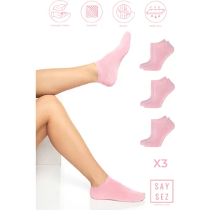 Bambu Kadın Patik Düz Çorap Dikişsiz Premium 3'lü Paket