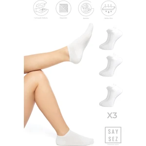 Bambu Kadın Patik Düz Çorap Dikişsiz Premium 3'lü Paket