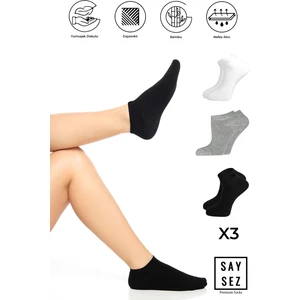 Bambu Kadın Patik Düz Çorap Dikişsiz Premium 3'lü Paket