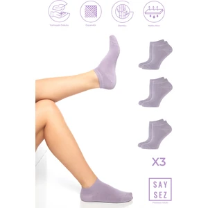 Bambu Kadın Patik Düz Çorap Dikişsiz Premium 3'lü Paket