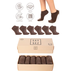 Bambu Kadın Patik Düz Çorap Dikişsiz Premium Kutulu 6'lı Paket