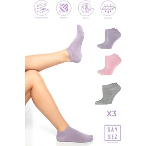 Bambu Kadın Patik Düz Çorap Dikişsiz Premium 3'lü Paket