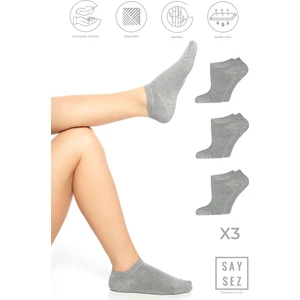 Bambu Kadın Patik Düz Çorap Dikişsiz Premium 3'lü Paket