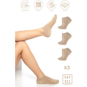 Bambu Kadın Patik Düz Çorap Dikişsiz Premium 3'lü Paket